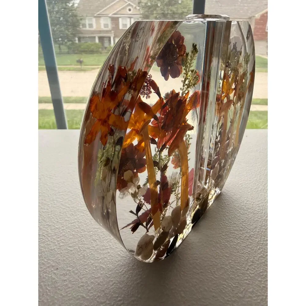 Forever Bloom Autumn Woods Bud Vase | Real Pressed Flowers & Mushrooms in Resin